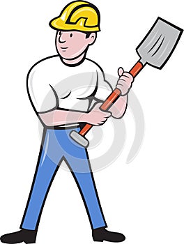 Construction worker with shovel spade