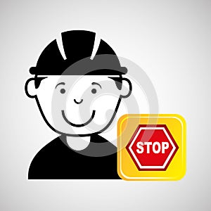 Construction worker sign stop graphic