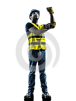 construction worker signaling safety vest use whipline silhouette photo
