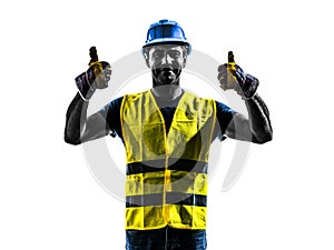 Construction worker signaling up silhouette