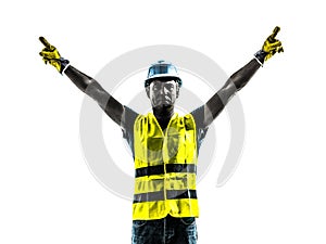 Construction worker signaling up silhouette