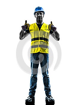 Construction worker signaling up silhouette