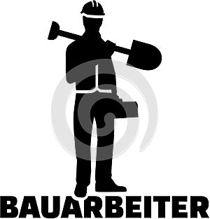 Construction worker. Silhouette with german job title.