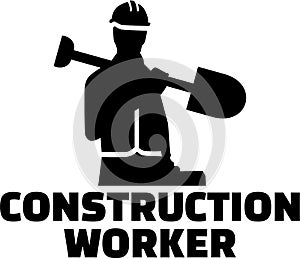 Construction worker. Silhouette with job title.