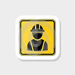 Construction worker sticker icon flat symbol. Builder sign concept