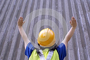 Construction worker with stop signal