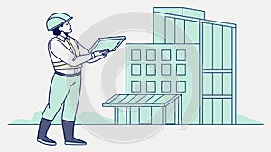 Construction Worker with Tablet, Digital Site Planning and Efficiency, vector design Generative AI