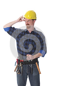 Construction worker thinking