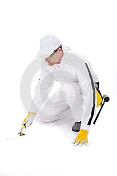 Construction worker with trowel floor