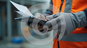 Construction Worker Using Tablet