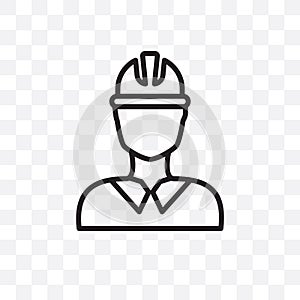 Construction worker vector linear icon isolated on transparent background, Construction worker transparency concept can be used fo