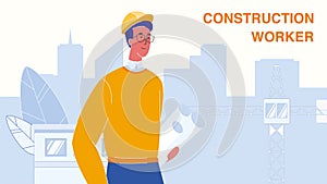 Construction Worker Vector Web Banner Template
