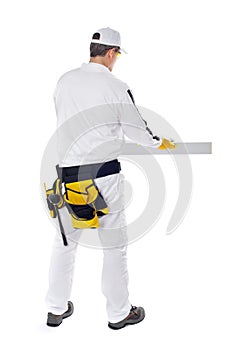 Construction worker on white background photo