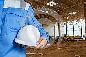 Construction worker. White helmet