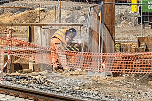 A construction worker working on a site