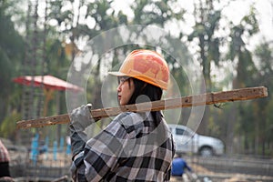 Construction workers build new houses