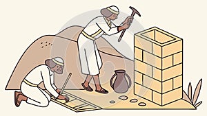 Construction workers building brick wall, symbolizing teamwork and progress, vector design Generative AI