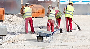 Construction workers at building site