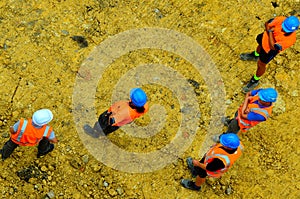 Construction workers or building site workers in a construction