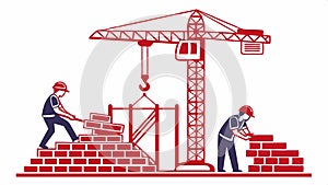 Construction workers building, teamwork and industry vector design Generative AI
