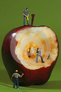 Construction Workers in Conceptual Imagery With an Apple