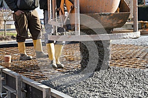construction workers. concrete construction. boots