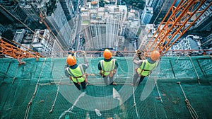 Construction Workers on a High-Rise Building