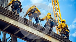 Construction Workers on a High-Rise Building Frame