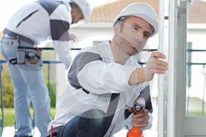 Construction workers on house project