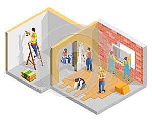 Construction Workers Isometric