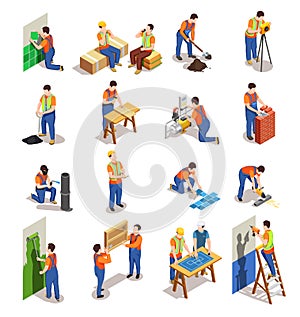 Construction Workers Isometric People