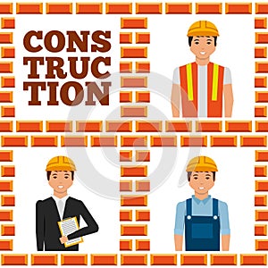 Construction workers lettering set