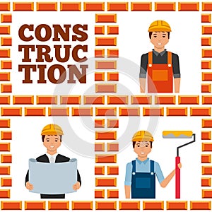 Construction workers lettering set