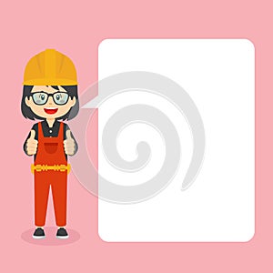 Construction Workers Making Thumb Up with Speech Bubbles