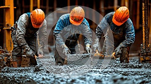 Construction Workers Mixing Concrete