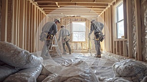 Construction Workers in a Partially-Built House