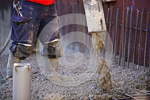 Construction workers pumping