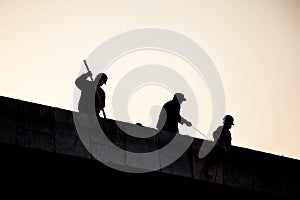 Construction workers silhouette