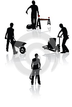 Construction workers silhouettes