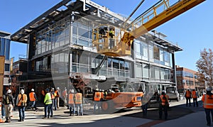 Construction Workers Standing in Front of Building