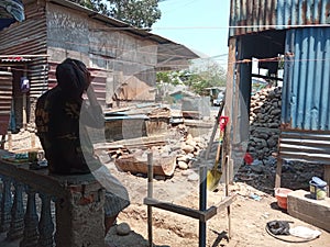 Construction workers taking a break