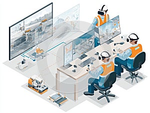 Construction Workers Using Virtual Reality Simulation For Project Planning And Management In Office
