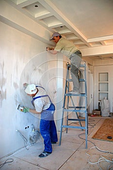 Construction workers working