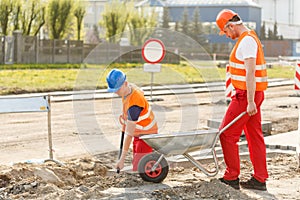 Construction workers working together