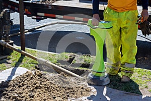 Construction works of a drilling machine for detect the fiber optic of pipeline