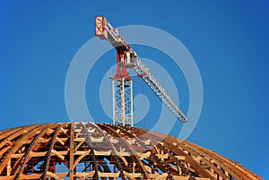 Construction works on dome of the building