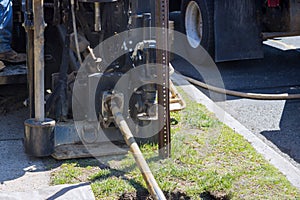 Detail of a drilling machine for laying the fiber optic of pipeline with horizontal directional drilling Construction