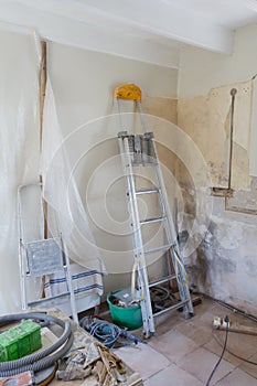 Construction works in a kitchen