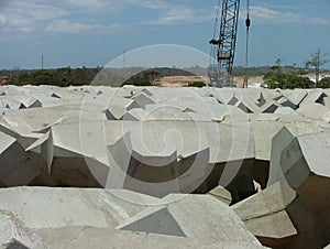 Construction works in Port of Hambantota, Sri Lanka