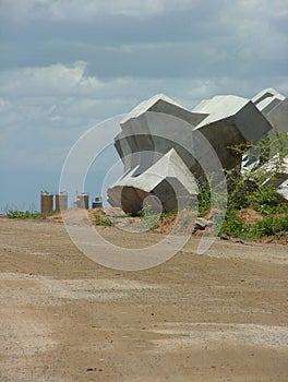 Construction works in Port of Hambantota, Sri Lanka